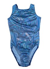 GK Elite Sportswear Blue Swirl Pattern Leotard