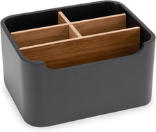 Remote Control Holder, Desk Organizer with Removable Dividers,Black 5-Compartm