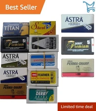 Safety Razor Blades Sampler Pack 100 Double Edge Top Brands for Shaving
