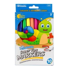BAZIC Washable Markers Fine Line 10 Color Coloring Marker (10/Pack), 24-Packs