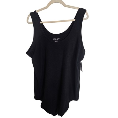 Super Soft by Torrid Rib Knit Black Bodysuit Sleeveless Women 4X Scoop Neck NEW