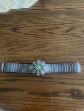 VTG Metal Layered Design Stretch Belt Big Rhinestone Buckle "ONE Size Fits Most"