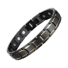 Titanium Black And Gold Magnetic Bracelet