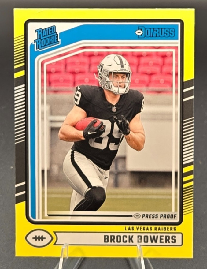 2024 Panini Donruss - Rated Rookie Brock Bowers #394 Press Proof Yellow (RC)