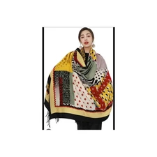 EUC Dana XU 100% merino wool extra large pashmina fiji scarf, throwover colorful