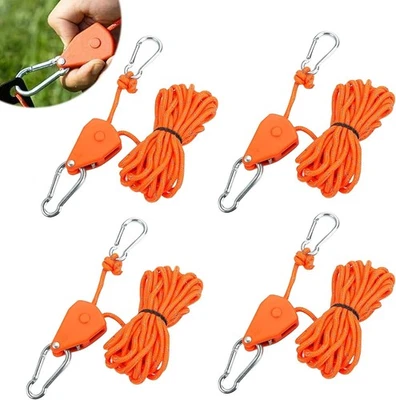 PMUEUFF 4 Stück Seilratsche,4 M Winddichtes Outdoor Seil mit Ratsche, Abspannseile mit