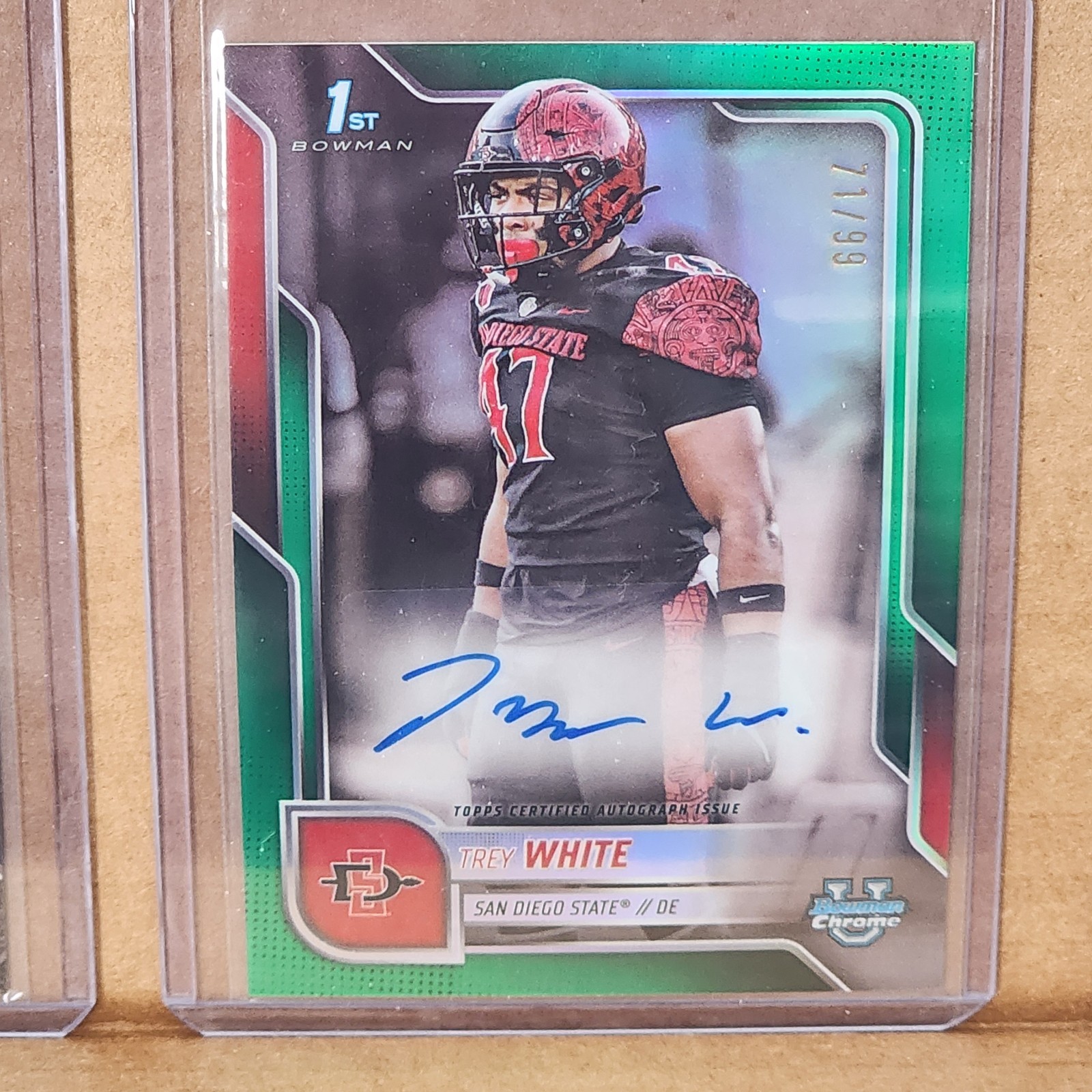 Trey White 2025 Bowman Univ Chrome Green Refractor #71/99 San Diego State