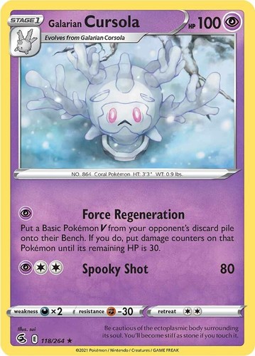 Galarian Cursola (118/264) Rare NM SWSH08 SWSH08: Fusion Strike Pokemon TCG