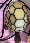 Vintage Tiffany Style Bronze/Brass Turtle Lamp Amber Glass Table Light
