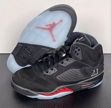Nike Air Jordan 5 Retro Halloween Black Red Translucent Netting Men's Shoes
