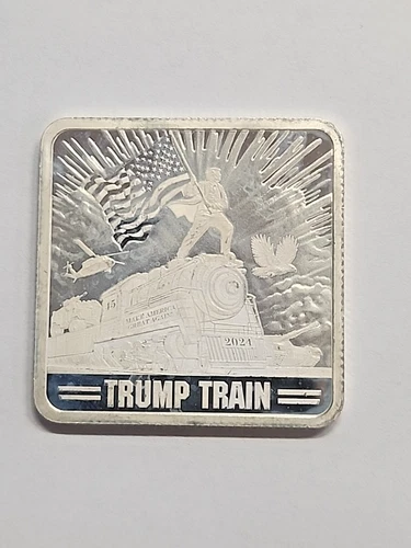 Trump 1 Oz .999 Fine Silver Square 2024 Trump Train Silver Bar Coin MAGA 47