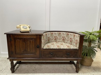 Vintage Drinks Cabinet 1970s Old Charm Jaycee Oak Telephone Seat