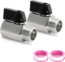 2Sets 1/2" Robust Hot Water Valve Drain Plug for RV Water Heater, 1/2 Ball Valve