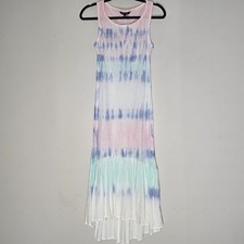 Charlie B Linen Tie Dye Tiered Hem Sleeveless Midi Dress Womens XS