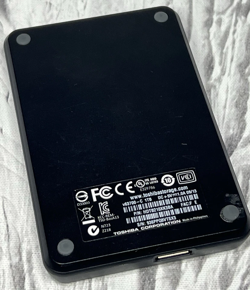 Toshiba 1TB External Hard Drive HDD USB 3.0 v63700-C HDTB210XK3BA NO CABLE Works - Image 2 of 4