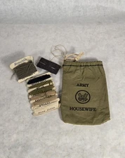 Vintage US Army Housewife Sewing Kit WWII Military ? Bag Thread SEE PHOTOS 