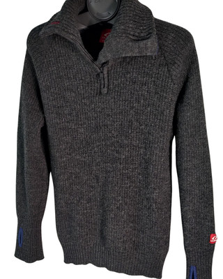 Ulvang Rav Troyer 100% Wolle Herren Damen Norwegen Pullover Grau M L Half Zip