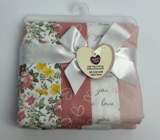 NWT Parents Choice Pink Hearts Love Floral Flannel Baby Girl Receiving Blankets
