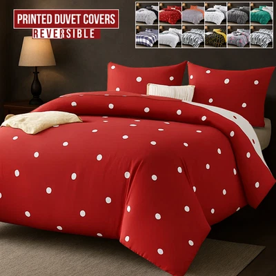 HAFA280 Microfiber Duvet Cover With Pillowcases Reversible Bedding Set Double King Sizes