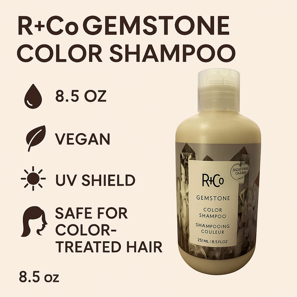 Champú de color vegano R+Co Gemstone 8,5 oz protector UV seguro para cabello teñido Foto 3 de 3