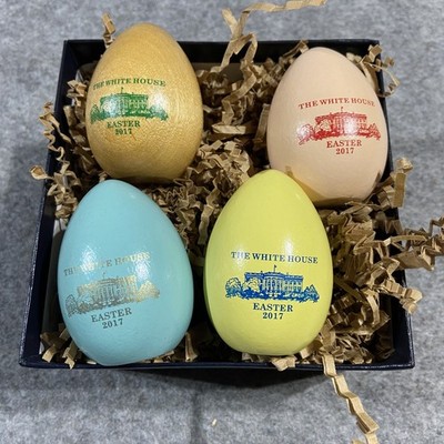 2017 White House Easter Egg Roll Set Donald Trump Melania Wooden Eggs RARE