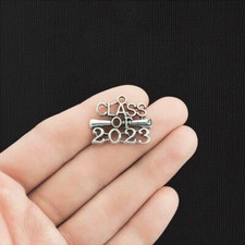 BULK 20 Class of 2023 Diploma Antique Silver Tone Charms - SC3885