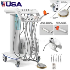 Portable Dental Delivery Unit Cart Air Compressor Cabinet Scaler & Curing Light