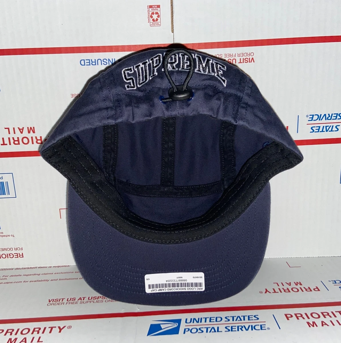 Supreme ARC box logo Shock Cord 5 panel Camp Cap New York Hat Skateboard NAVY