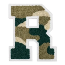 4-1/2" Chenille Stitch Varsity Iron-On Patch by pc, Camouflage/White, TR-11648