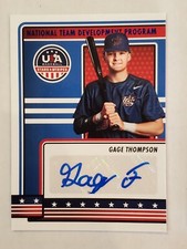GAGE THOMPSON 2023 Panini Stars & Stripes NATIONAL TEAM DEVELOP BLUE FOIL AUTO