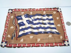 c.1915 GREECE FLAG FLANNEL CIGARETTE PACK TOBACCO FELT ANTIQUE 11.5" x 8.5"