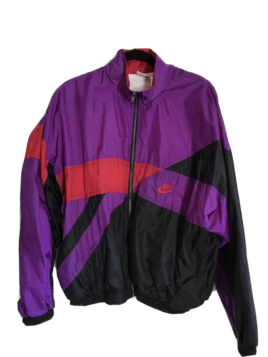 VTG 80s 90s Hip Hop Nike Womens L Windbreaker Jacket Gray Tag