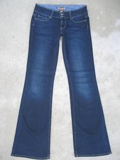 Paige Hidden Hills Mid-Rise Flare Jeans Women Sz 27 Blue Distressed Stretch L33