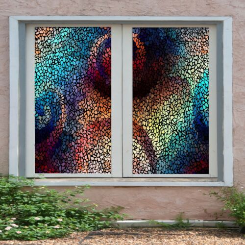 Details about   3D Blue Wave Light O05 Window Film Print Sticker Cling Stained Glass UV Block Am 