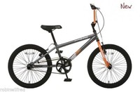 Bmx Bike 20 Wheel - Steel Grey With Orange Forks, Quake Bmx Bike 20 Wheel - Steel Grey With Orange Forks, Quake