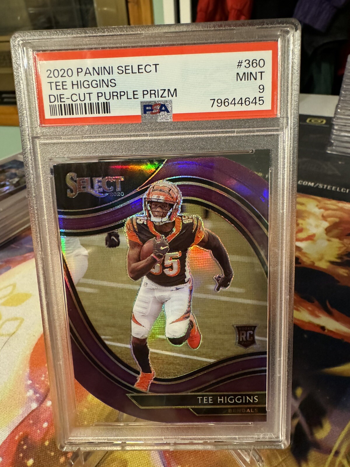 2020 Panini Select TEE HIGGINS Premier Level Purple Die Cut #360 RC Rookie PSA 9