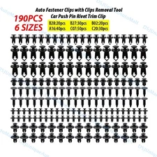 190pcs Car Retainer Auto Fasteners Push Trims Plastic Clips Pin Rivet Bumper Kit