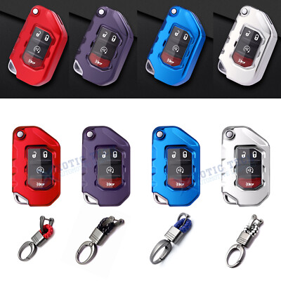 TPU Folding Key Fob Case Cover For Jeep Wrangler JT Gladiator - With Keychain - Remote Start