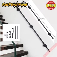 5 FT Iron Handrail for Steps Stair Railing Hand Rail Kit Black Outdoor Indoor