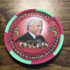 $5  resorts international merv griffin 4 atlantic city casino chip 