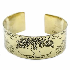 Pulsera de Mantra Tibetano de Latón Árbol de la Vida Ancient Wisdom NUEVA Dorado