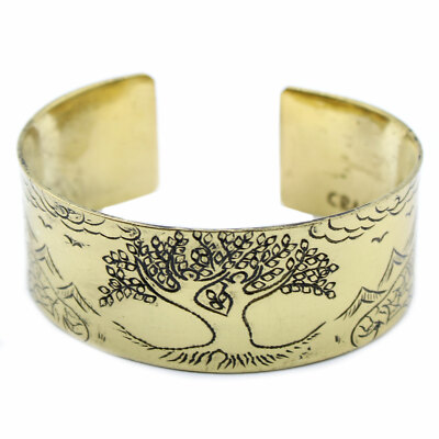 Messing Tibetisches Mantra Armband   Baum des Lebens   Ancient Wisdom Gold Neu