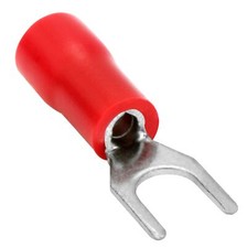 100 Spade Fork Terminal Connector Vinyl Red 22-18 GA AWG Gauge 8 Stud Speaker