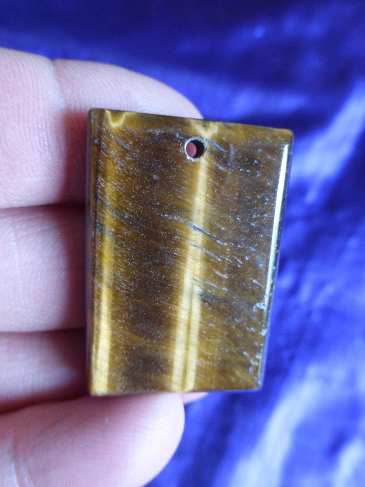 Pendentif en oeil de tigre rectangle d'exception marron et noir précieux