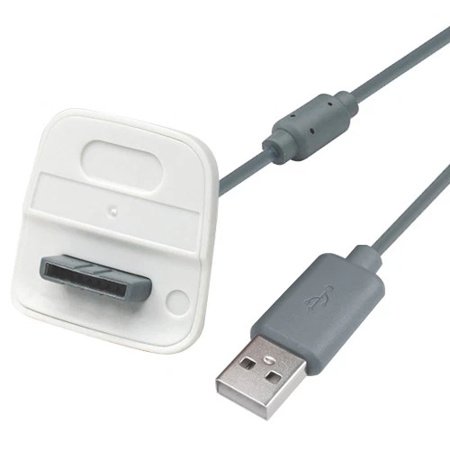 USB Charger Lead Cable for Microsoft Xbox 360 Wireless Gamepad Controller Grey - Image 2 of 4