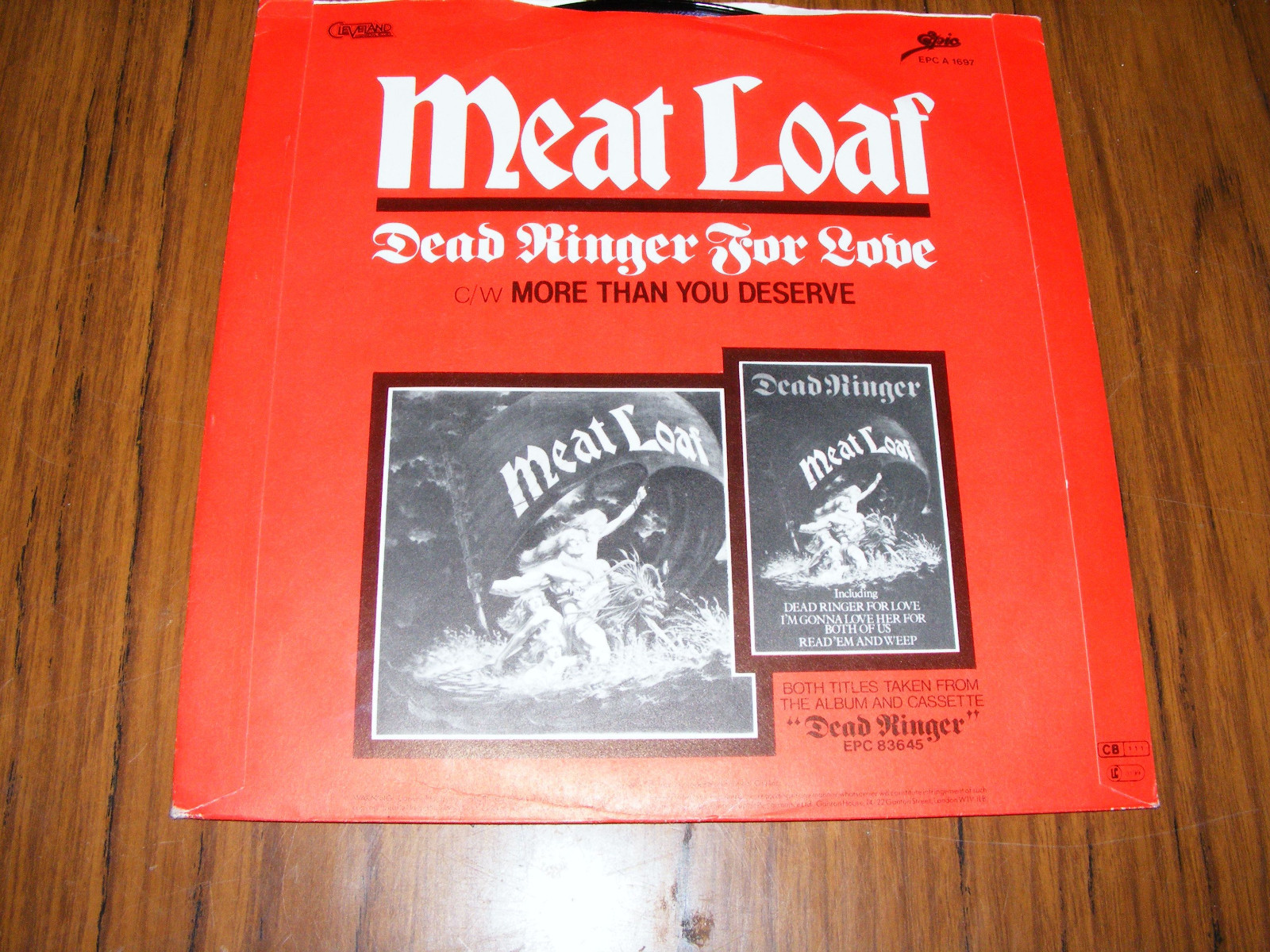 Meat Loaf Dead Ringer For Love Original 1981 7" Vinyl / More Than You