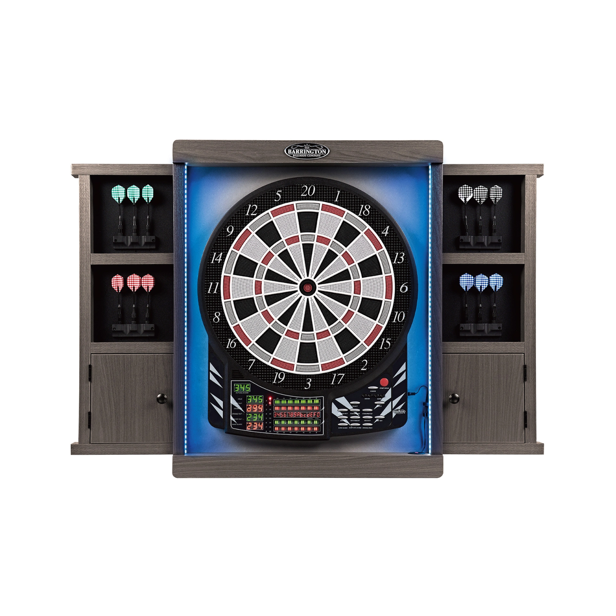 Barrington Electronic Dartboard with Cabinet, LED Lights with 12