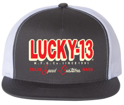 Lucky 13 Speed & Custom MFG Co Logo Classic Cars Mesh Trucker Cap Hat LCSB5SC