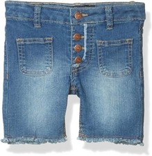 New Lucky Brand Girls' Bermuda Denim Jean Shorts Size 4-5 Snap Closure