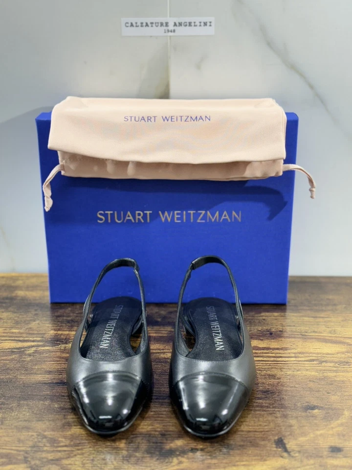 stuart weitzman Crystal Sling Back  Nera Pelle  Luxury Woman Shoes  37 - Immagine 2 di 4